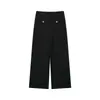 Pantalones de Traje de Pierna Ancha de Cintura Alta Estilo Old Money para Mujer, Caídos de Pierna Recta Adelgazantes de Trabajo Casual de Largo Hasta el Suelo al por Mayor
