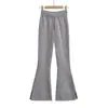 Pantalones Acampanados Largos de Cintura Alta con Cordón Fs500-24 para Mujer, Pantalones Casuales, Otoño Nuevo, Estilo Europeo y Americano, Estilo Blogger Ins