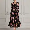 Estación Primavera/Verano 2026 Estación Independiente Transfronterizo Europeo y Americano Venta Caliente Estampado Floral Temperamento Suave Cita Moda Vestido