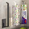 Portarrollos de Papel de Cocina Transfronterizo, Bolsa para Film Plástico, Estante de Almacenamiento Multi-Barra para Paños de Limpieza y Rollos de Papel, Montaje en Pared, Sin Taladro para Gabinete