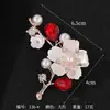 Broche Rosa Vermelho para Mulheres, Tendência Nacional de Alto Padrão, Broche Clássico Chinês para Corsage, Acessórios de Flor para Casaco Cheongsam