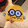 Nuevo gorro de punto de dibujos animados transfronterizo para hombres y mujeres, combinable con todo, otoño e invierno, divertido, robot de dibujos animados, lindo, divertido