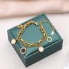 Pulseira Dupla Camada Doce de Aço Titânio Feminina Super Brilhante Elegante Luxo Leve Sorte Romana Exquisita Delicada Celebridade da Internet Pulseira de Aço Inoxidável