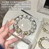 [Yueying Shui Guang] Pulsera de Cristal Blanco de Moda Casual y Versátil Citrino Exquisita Elegante Pulsera de Cristal para Mujer