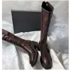 Novas Botas de Salto Grosso Quadradas Justas ao Corpo Emagrecedoras Elásticas Estilo Retrô Elegantes Acima do Joelho de Salto Alto Versáteis Botas de Moda para Mulheres
