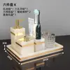 Juego de cinco piezas para baño, juego de lavabo de mármol jade blanco, bandeja de baño, juego de cepillo de dientes y vaso para lavar y enjuagar