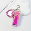 Bolsa de Labial Portátil Bolsa de Labial Pequeña Maquillaje Bolsa de Cuero Láser Colorida Llavero Labial Bolsa de Cosméticos Mini Llavero
