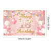 Novos adereços de decoração de aniversário transfronteiriços: Bandeiras decorativas de poliéster 100D, tecido para fundo de aniversário, faixas e dísticos personalizados