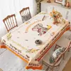 Mantel estilo étnico, impermeable, a prueba de aceite, lavable, resistente al calor, bordado de animales de dibujos animados, lujo ligero, mantel de comedor de alta gama