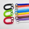 Anillo de Aleación Personalizado Cuerda de Resorte Llavero de Resorte Cuerda Retráctil Soporte para Tarjetas Cordón Elástico Llavero Moderno Minimalista