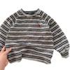Camiseta de Forro Polar para Niños Hombres Otoño e Invierno 2025 Nueva Rayas Pequeñas y Medianas Niños Camiseta Elástica Base Estilo Mujer