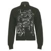 Sudadera Chaqueta Estilo Retro Oscuro Americano Estampada Pintada a Mano Cuello Alto Cremallera Cárdigan Versión Holgada Top Casual Ropa para Mujer