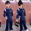 Conjunto Esportivo de Lazer para Meninas 2024 Outono Novo Moda Estilo Coreano Moletom com Capuz Celebridade da Internet Infantil Grande