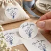 Pegatina de papel con veta de madera gracias en stock pegatina de sellado embalaje de caja de regalo tulipán azul decoración simple