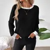 En Stock 2026 Transfronterizo Amazon Nuevo Otoño e Invierno Cuello Redondo Manga Larga Color Sólido Canalé Versátil Suéter de Punto