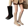 Botas súper cómodas de cuero genuino con punta redonda, paneles laterales, cierre de cremallera lateral, elásticas y ajustadas para mujer, versátiles, suaves y con alza interior, tipo bota larga