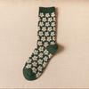 Calcetines para Mujer, Calcetines Holgados, Patrón Argyle, Otoño e Invierno, Estilo Japonés, Piedra de Armas, Cuadros Verdes Vintage, Calcetines de Media Caña Florales Pequeños, Estilo Japonés