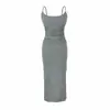 Estilo Desejo Puro Garota Apimentada Vestido Sexy de Alça Fina Feminino Início do Outono Justo Longo Camada Interna Camada Base Fenda Lateral Abraça o Quadril Saia
