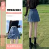 Falda Corta de Mezclilla de Cintura Alta para Mujer, Nuevo Estilo de Verano, Cubre Cadera, Falda de Aspecto Adelgazante, Forro Anti-Exposición, Culotte, Falda Versátil de Corte A