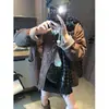 Jaqueta Leve Térmica Mochi Estilo Coreano Cor Contrastante Xadrez Punho Gola Redonda Algodão Leve Mq0937
