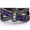 Jieling Nuevo Producto Transfronterizo Más Vendido Moda Negro Oro Conjunto Cruzado Anillo de Diamante Ópalo Circonita Anillo Geométrico Versátil