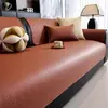 Cojín impermeable para sofá, apto para todas las estaciones, fijo y antideslizante, tela de cojín de asiento de cuero sintético, estilo vintage, funda especial para sofás de cuero
