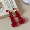 Pendientes Largos con Borla de Cuentas Rojas Retro para Mujer, Blancos, Nicho Exagerado, Pendientes Perforados Únicos, Pendientes de Novia