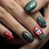 Coleção de nail art de Natal transfronteiriça: Pontas de unha pré-desenhadas, prontas para usar e adesivos para unhas postiças, 24 peças, designs de nail art de Natal removíveis