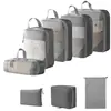 Set de 10 Bolsas de Almacenamiento de Viaje de Compresión Cuidadosamente Seleccionadas, Bolsa de Almacenamiento de Malla con Cordón para Empacar por Separado, Bolsa Organizadora para Equipaje, Maquillaje y Artículos de Tocador