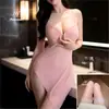 Lencería sexy, camisón de tirantes sexy, de malla transparente fino para dormir sin quitarse, uniforme apasionado, lencería erótica coqueta