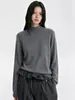 Suéter de lana de cachemir de alta calidad sin costuras de una sola pieza con cuello alto para mujer, nuevo top de punto holgado de manga larga para otoño e invierno