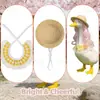 Peruca para Animal de Estimação Estilo Pastoral Conjunto de Cabelo Rosa Ondulado, Chapéu de Palha com Babado de Renda Amarela Conjunto para Festa