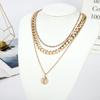 Collar multicapa con letras de diamantes de moda de joyería transfronteriza, colgante sencillo de hip-hop para mujer con 26 letras en inglés