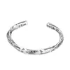 Pulsera de Calavera de Plata de Ley 925 al por Mayor para Hombres y Mujeres, Pulsera Abierta Ajustable, Trenzada, Graffiti, Joyería Personalizada Estilo Coreano