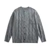 Cardigan Masculino Yidao Vintage 2026 Outono Novo Tricô Trançado Estilo Japonês Retrô Solto Preguiçoso