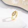 Anel aberto personalizado retrô banhado a cobre 18K ouro Ri Full Diamond feminino elegante moda moda nariz de porco anel de comida