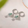 Pendientes de Clip para Oreja Yuebao Jewelry Jade Azul Agua Plata de Ley S925 Perla Redonda Doble Calabaza Fulu Lujo Ligero de Gama Alta