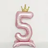 Nuevo globo digital rosa de pie de 42 pulgadas con corona para decoración de fiesta de cumpleaños infantil