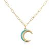 Aogu Ins Estilo Lindo Chapado en Cobre Oro de 18 Quilates Circonita Aceite Goteando Luna Arco Iris Collar Colgante para Mujeres Producto Nuevo Transfronterizo