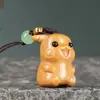 Cadena para Teléfono Móvil de Palo de Rosa Pikachu Sándalo Verde Lindo Colgante de Bolsa de Dibujos Animados Joyería para Pareja Hombres y Mujeres