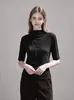 Outono Novo Estilo Simples Slim Fit Cor Sólida Gola Redonda Meio Alta Versátil Valoriza o Temperamento Top 25827