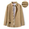 [Algodão Puro Imitação de Linho] Camisa Masculina de Manga Longa Fina de Algodão e Linho para Primavera e Outono Estilo Hong Kong Casual Jaqueta Camisa de Linho Solta