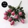 Flores de seda artificiales tipo óleo de 9 cabezas para sala de estar, decoración suave, accesorios para decoración de bodas, venta al por mayor