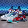 Tênis Infantis de Desenho Animado com Velcro Tênis de Malha Dupla 2026 Outono Sapatos Respiráveis Sapatos de Estudante com Luz