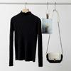 Outono e Inverno 2024 Nova Moda Elegante Gola Média Alta Suéter Interno Base Tricô Top para Mulheres