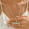 Collar Personalizado de Rap Hip-Hop Salvaje de Venta Caliente Transfronterizo Europeo y Americano, Collar de Moda con Circonita Microincrustada, Colgante de Letra