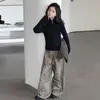 Ropa de Otoño para Niñas 2026 Nueva Moda Estilo Coreano Suéter de Punto y Pantalones con Estampado de Leopardo para Niños Mayores
