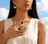 Conjunto de Pendientes, Collar y Anillo Geométricos Ovalados Minimalistas Versátiles de Moda Transfronterizos Europeos y Americanos Más Vendidos en Amazon