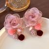 Versátiles Aretes de Malla con Flores de Estilo Fresco para Niñas 2026 Nuevos Populares Dulces y Versátiles Aretes de Primavera/Verano