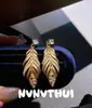 Collar Colgante de Pluma Dorada Estilo Antiguo con Diamantes, Juego de Pendientes de Pluma de Hilo de Oro Estilo Chino Nuevo